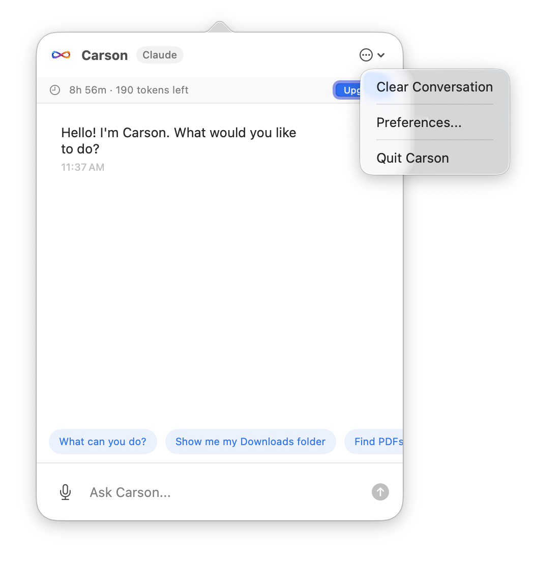 Carson conversation panel